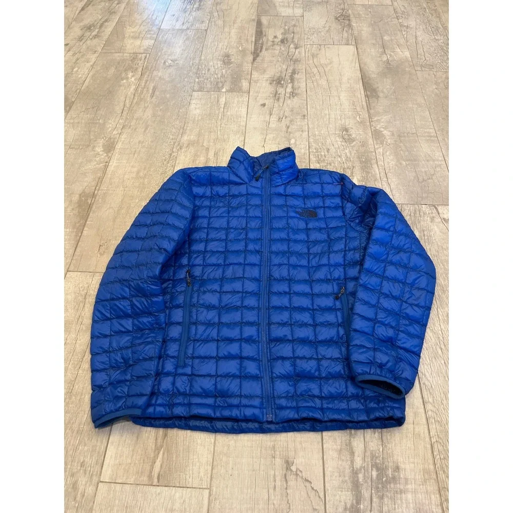 The North Face Mens ThermoBall Eco Puffer Jacket Blue Full Zip Quilted Coat L
